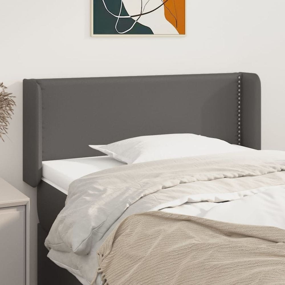 Vidaxl Čelo postele so záhybmi sivé 103x16x78/88 cm umelá koža